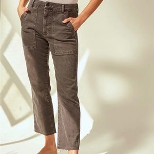 NWT AMO Easy Army Trouser Washed Black Crop Cropped Pants 30 Anthropologie